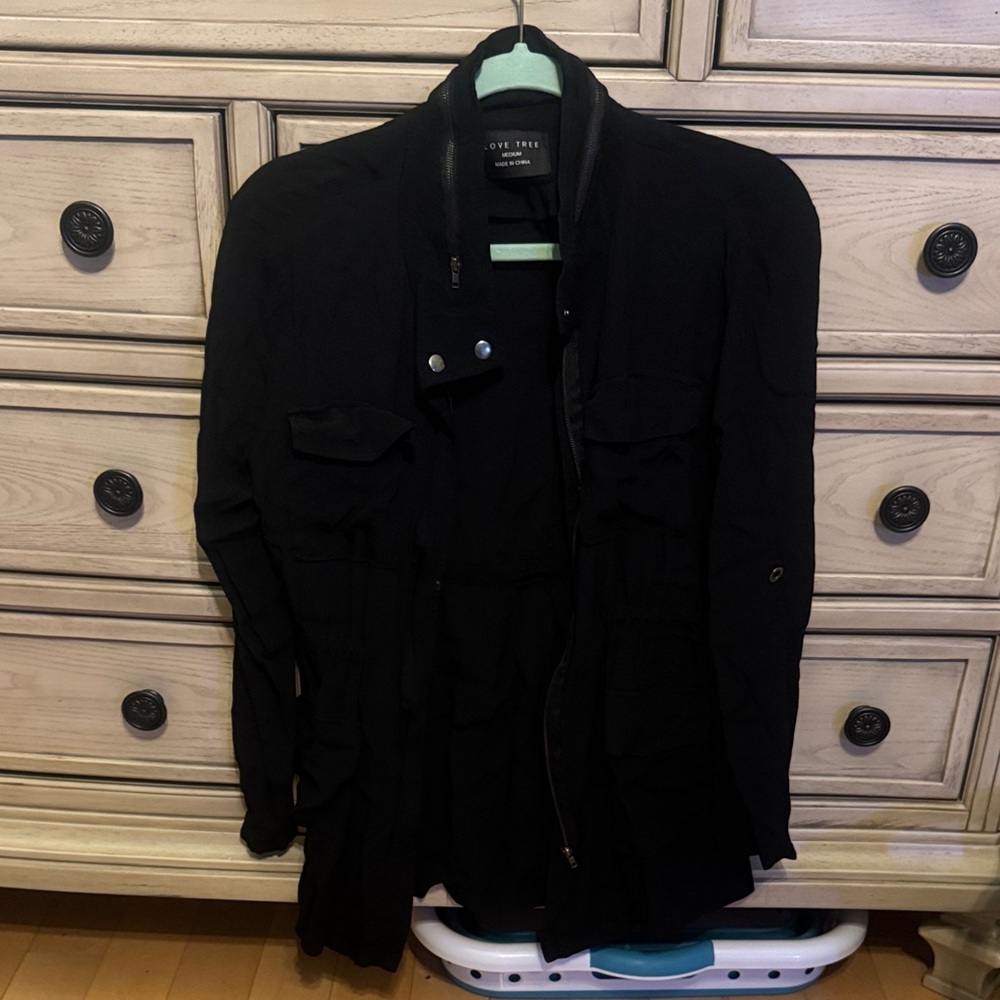 Love Tree Women's Black Military Jacket